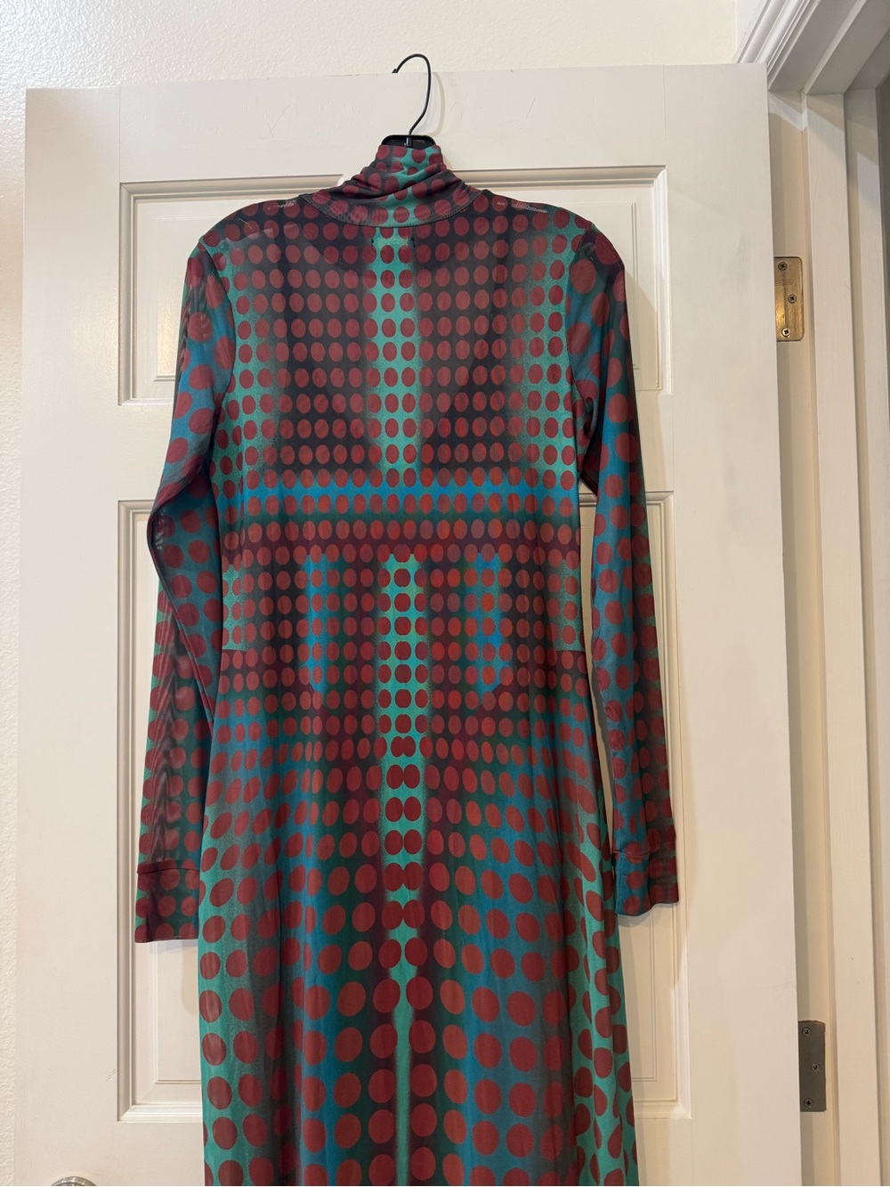 AFRM Billie Print Long Sleeve Semisheer Dress In Cyber Optic Dot - Picture 6 of 6